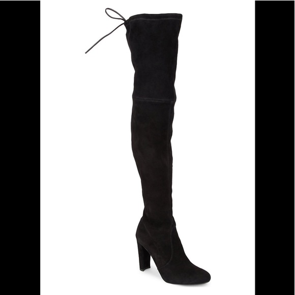 Stuart Weitzman Black Suede Highland Boots 8.5 - Picture 1 of 6